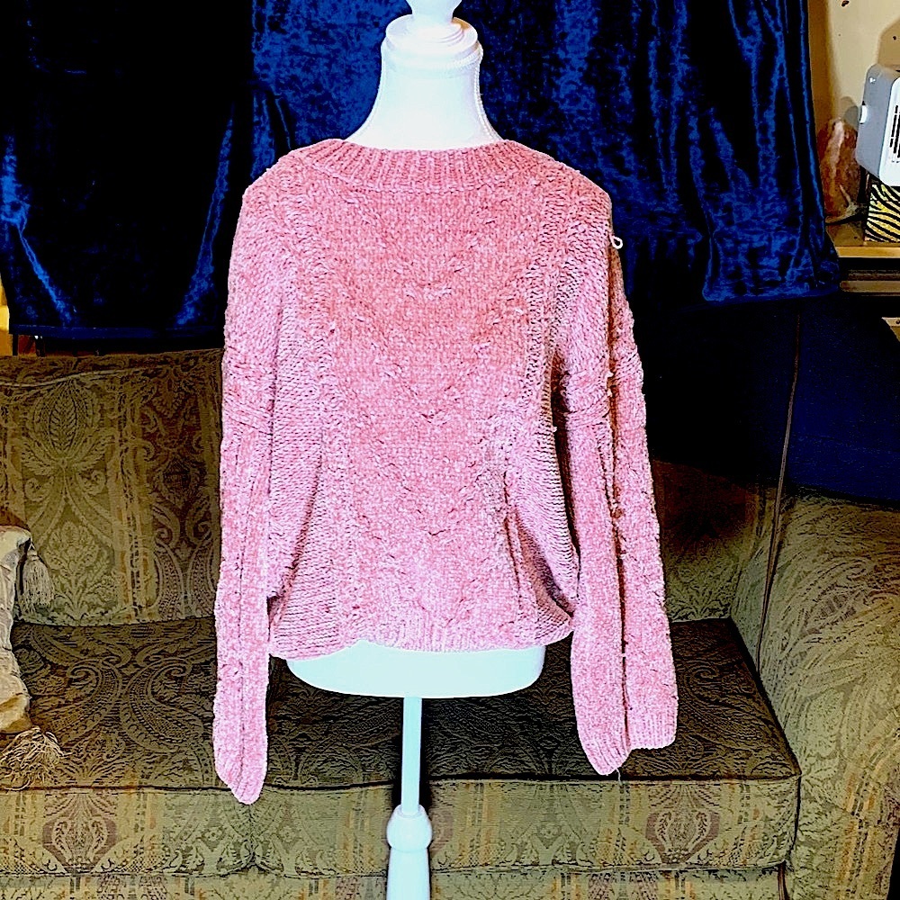 Pink Sweater Knit Vintage Oversized Super soft Pink Martini Size Large Coquette‎